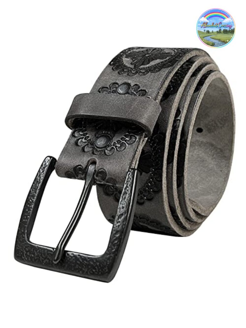 Western Tooled Floral Embossed Full Grain Genuine Leather Belt Strap 1-1/2" Wide
